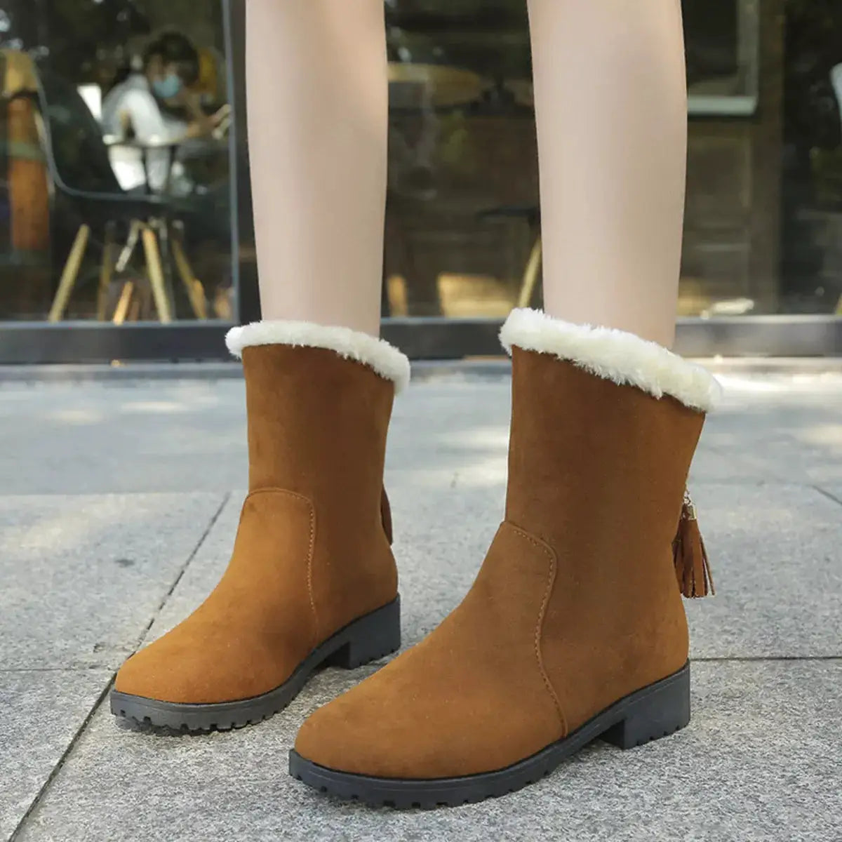 Round Toe Plush Lined Boots by Trendsi