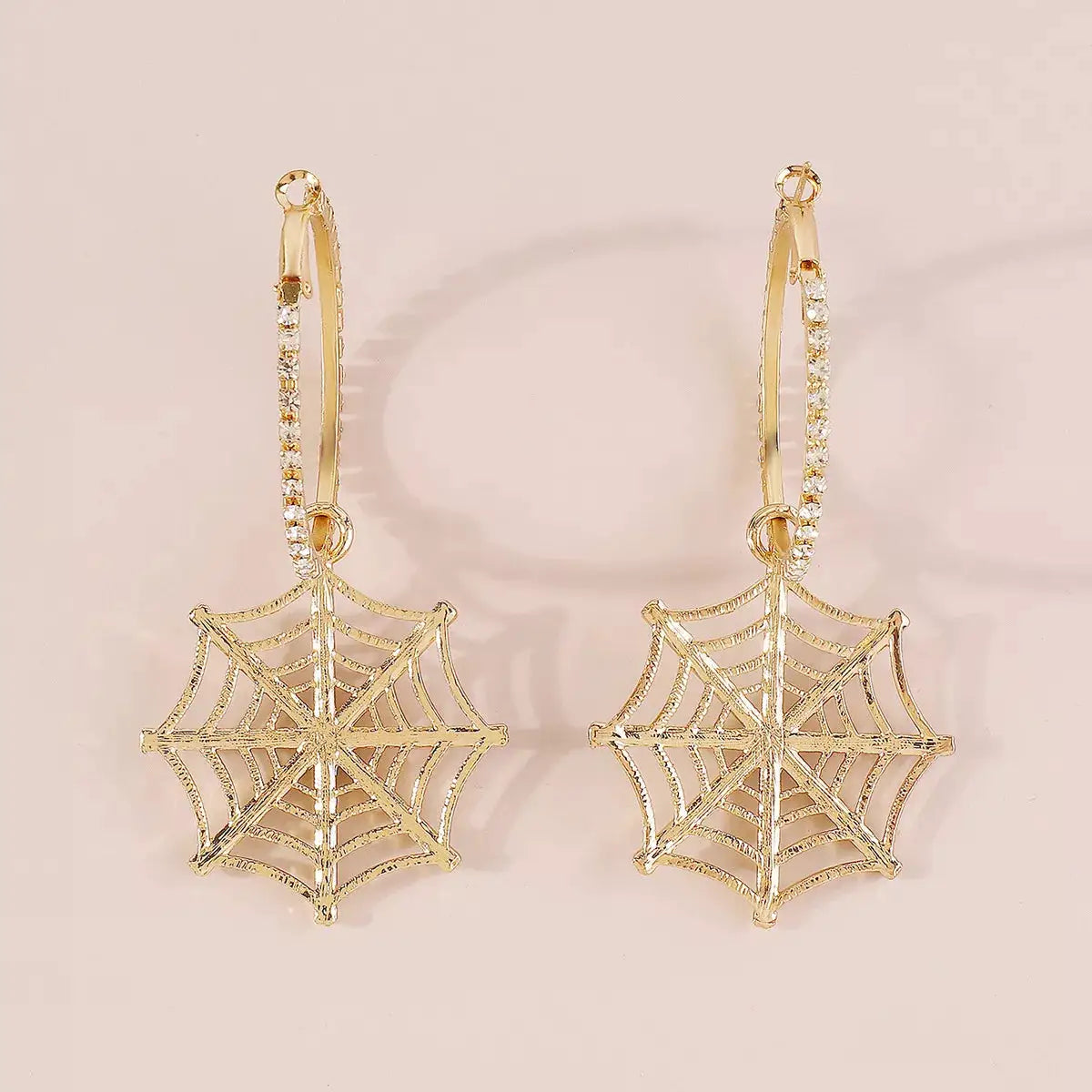 Spider Web Dangle Hoop Earrings by Trendsi