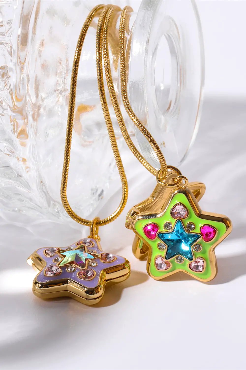 Rhinestone Decor Star Box Pendant Necklace by Trendsi
