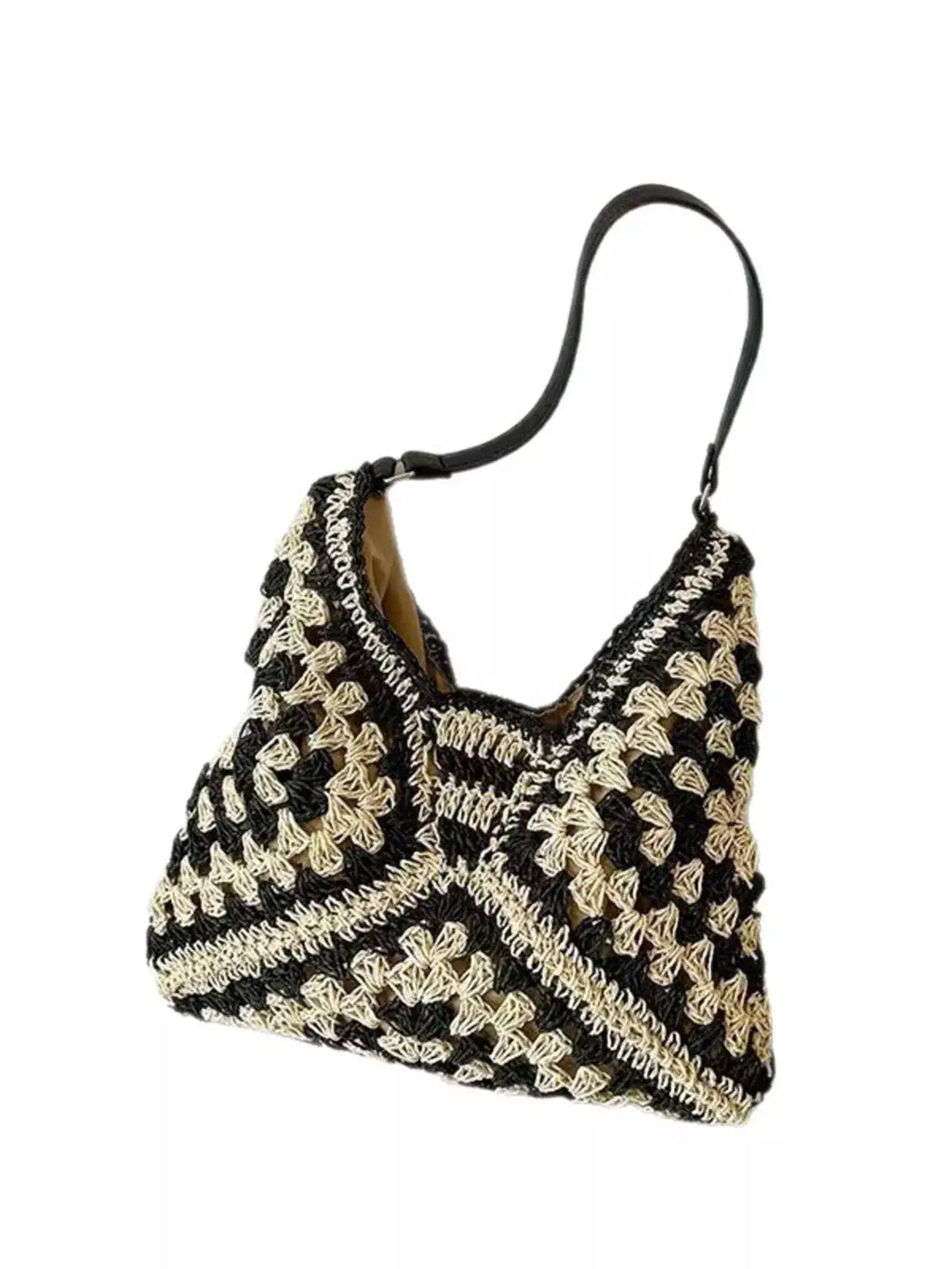 Crochet Two-Tone Shoulder Bag by Trendsi