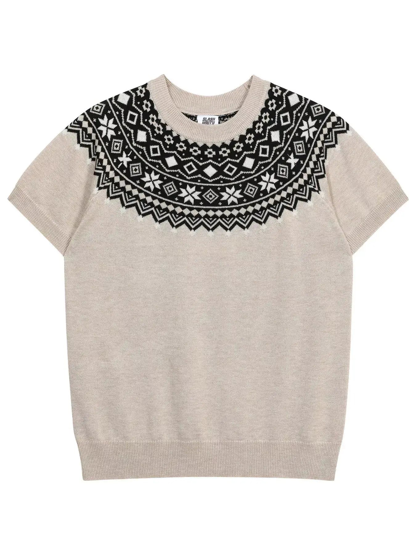 Men's Fair Isle Pattern Short Sleeve Sweater by Trendsi