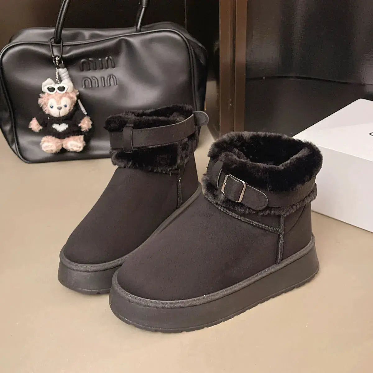 Round Toe Platform Fleece-Lined Winter Boots by Trendsi