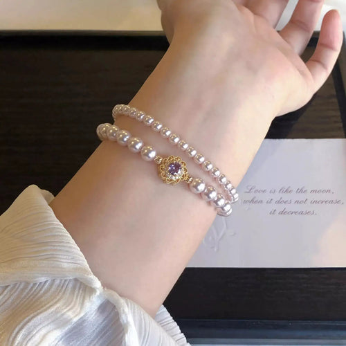 18K Gold-Plated Pearl Bracelet by Trendsi