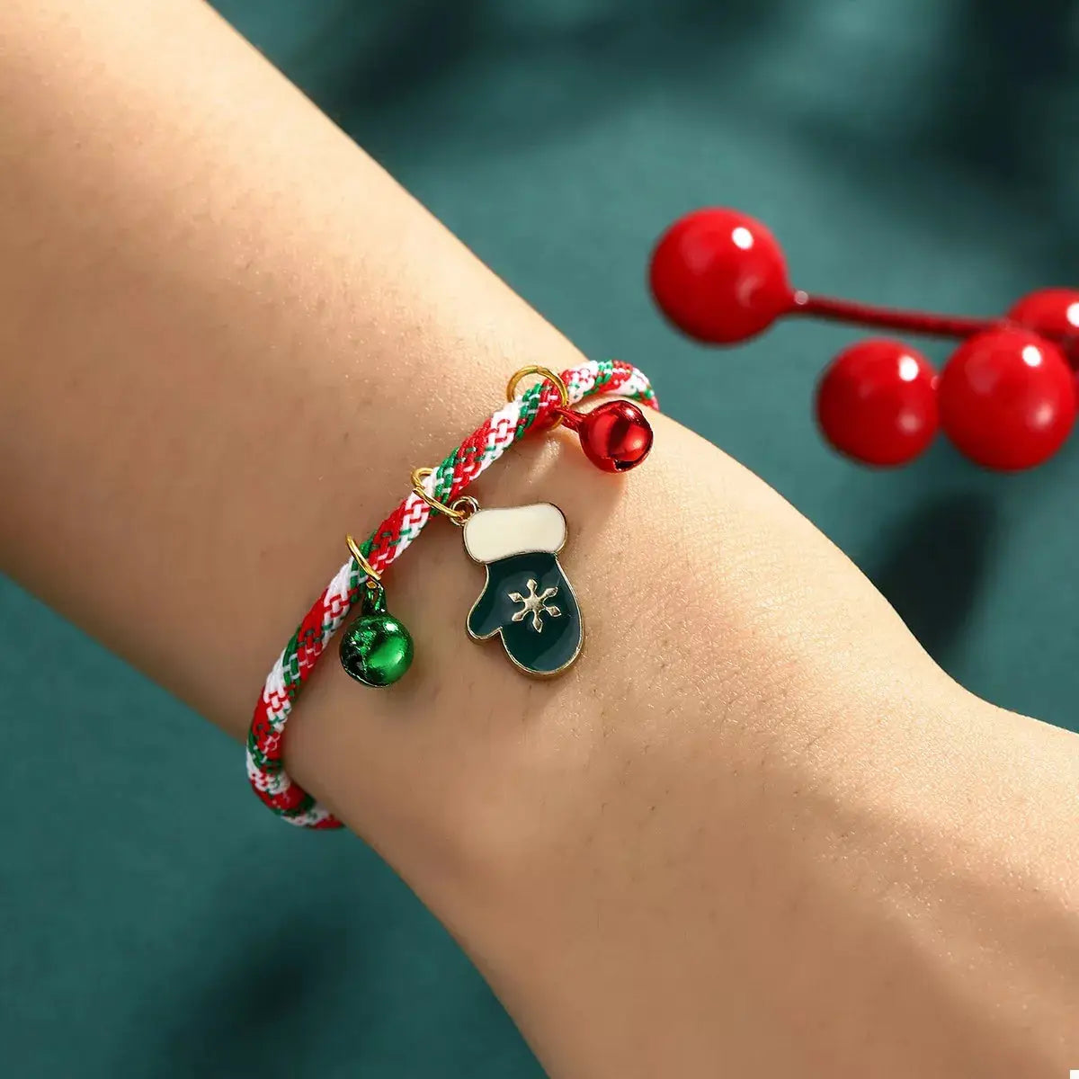 Christmas Charm Braided Rope Bracelet by Trendsi