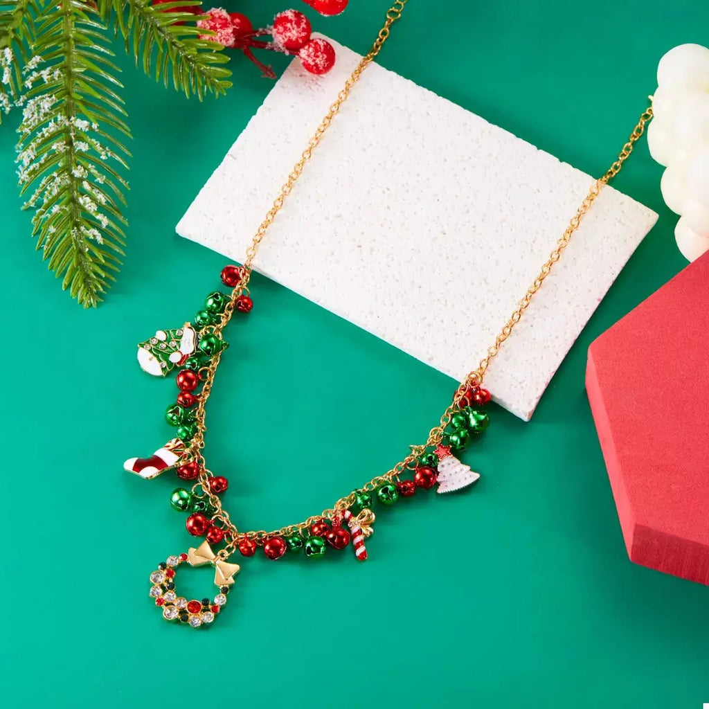 18K Gold-Plated Christmas Charm Necklace by Trendsi