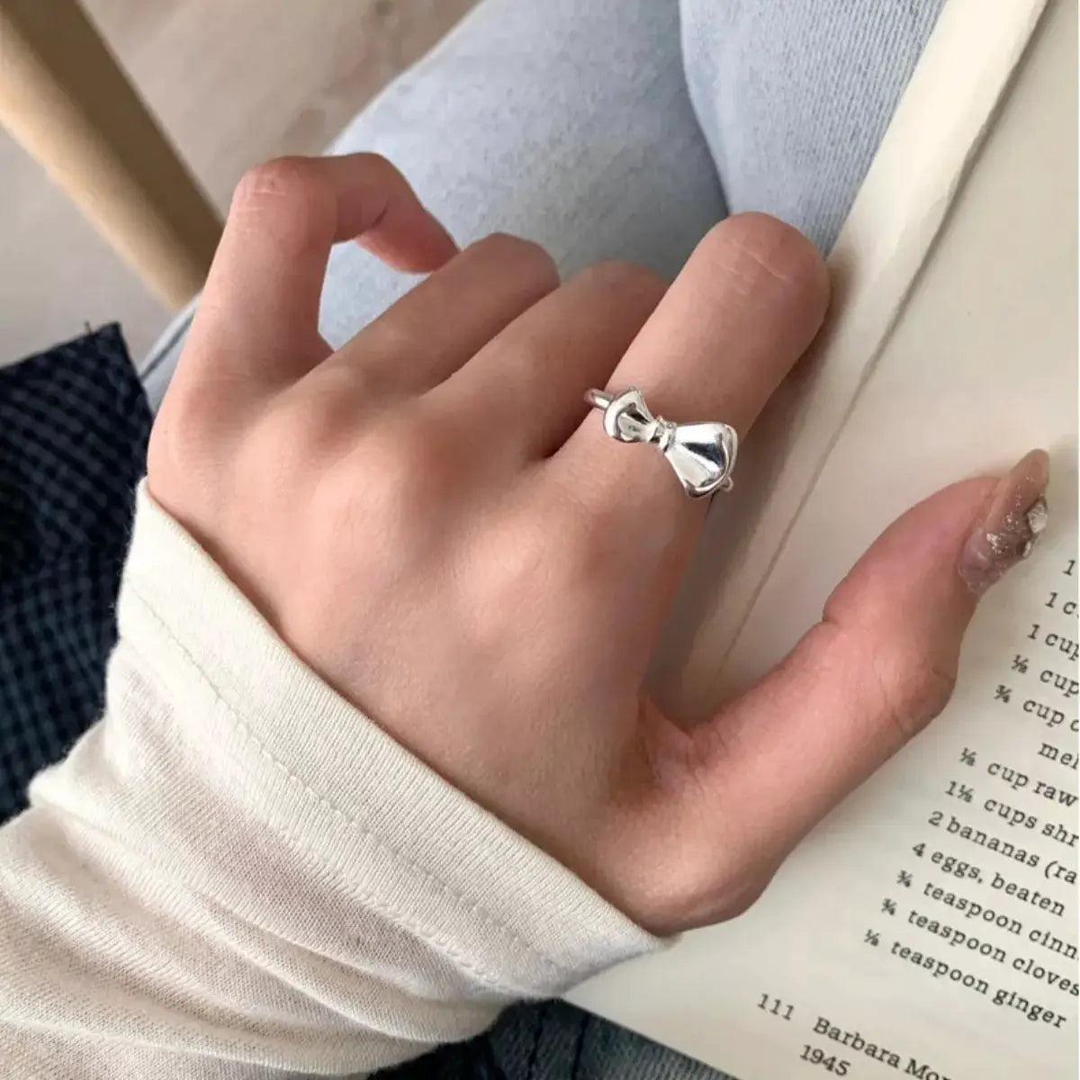 925 Sterling Silver Bow Ring by Trendsi
