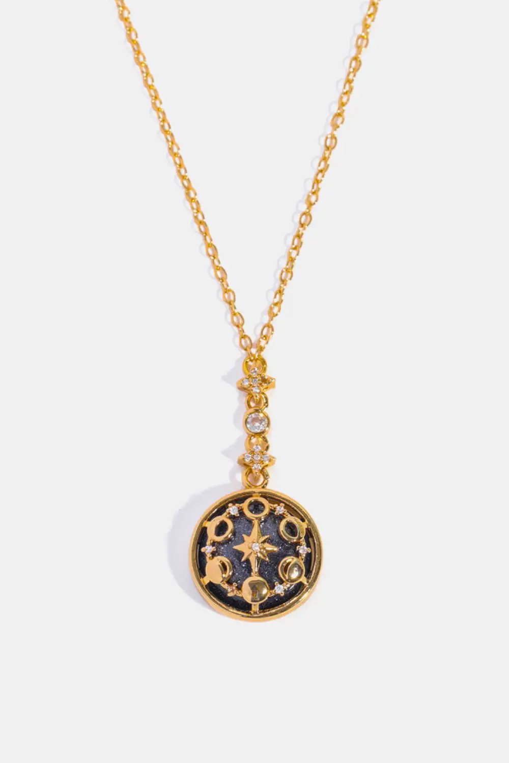 Vintage Blue Sandstone Pendant Copper Necklace by Trendsi