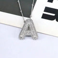 Copper Inlaid Zircon Letter Pendant Necklace by Trendsi