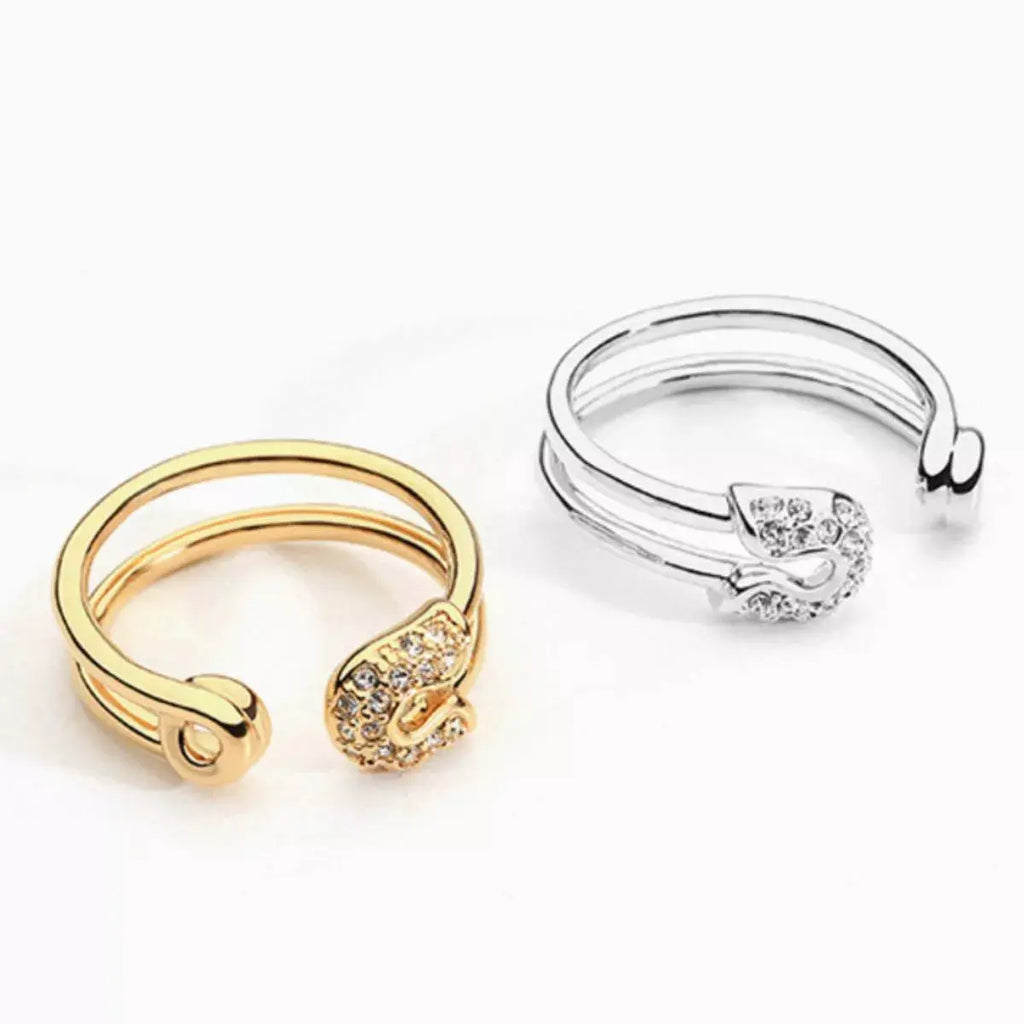 Zircon Double Band Open Ring by Trendsi