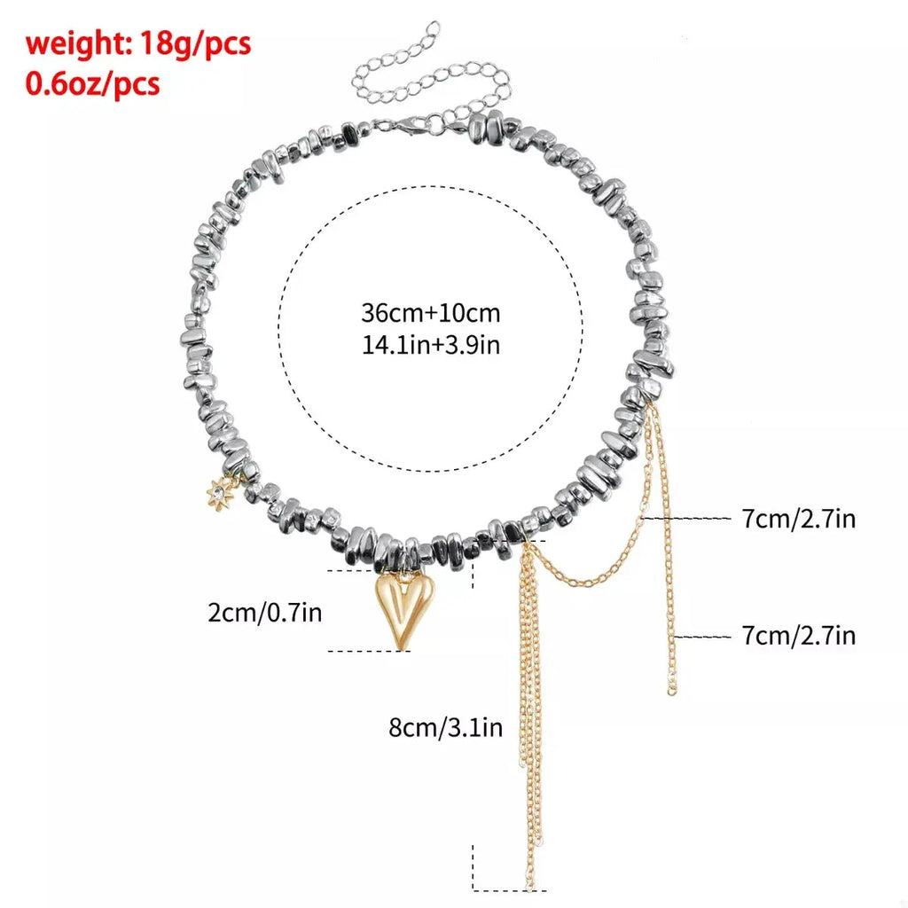 Silver-Plated Heart Necklace by Trendsi