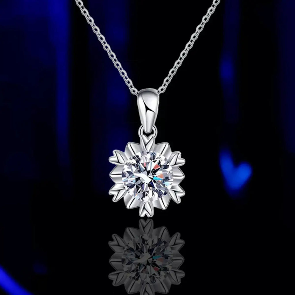 1 Carat Moissanite 925 Sterling Silver Flower Necklace by Trendsi