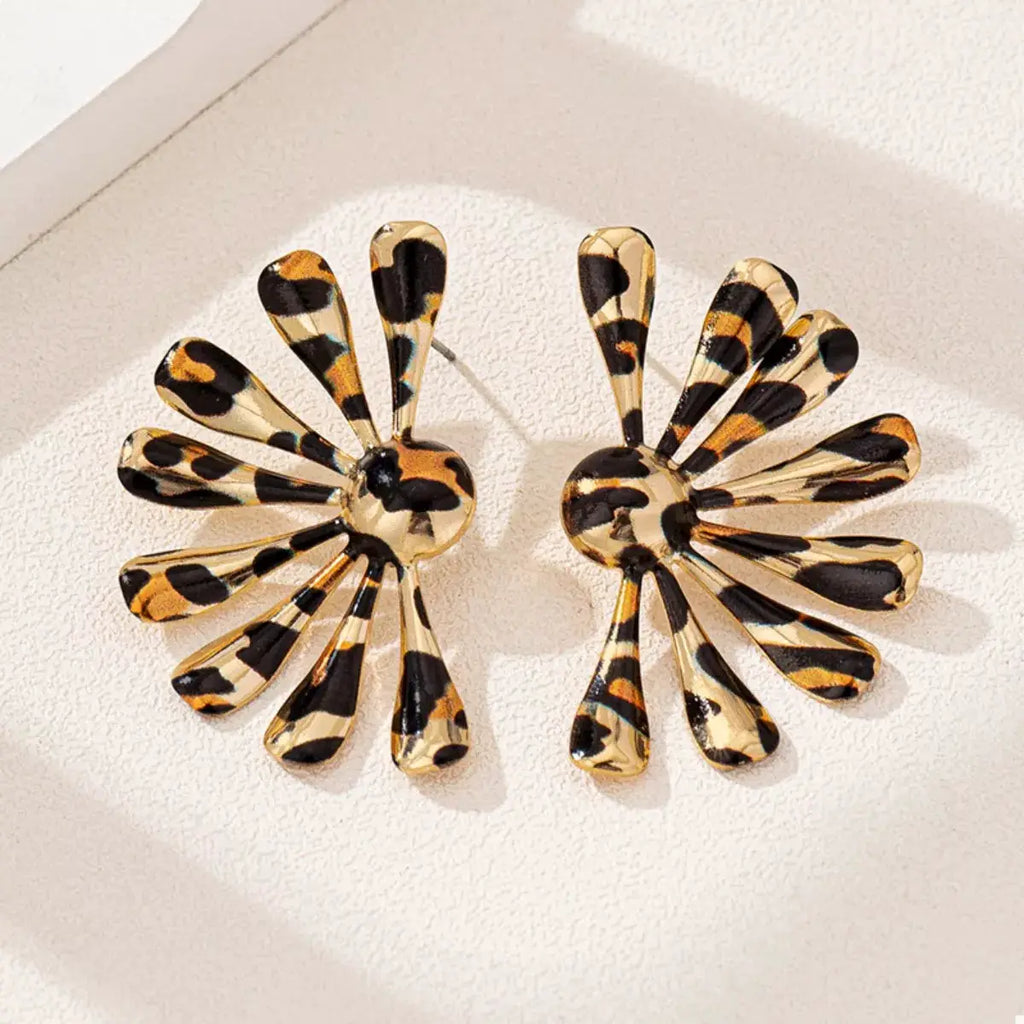 Leopard Print Fan-Shaped Earrings by Trendsi
