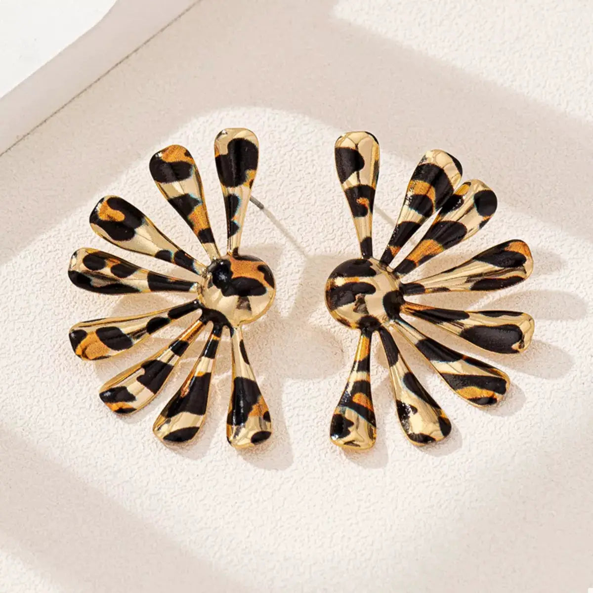 Leopard Print Fan-Shaped Earrings by Trendsi