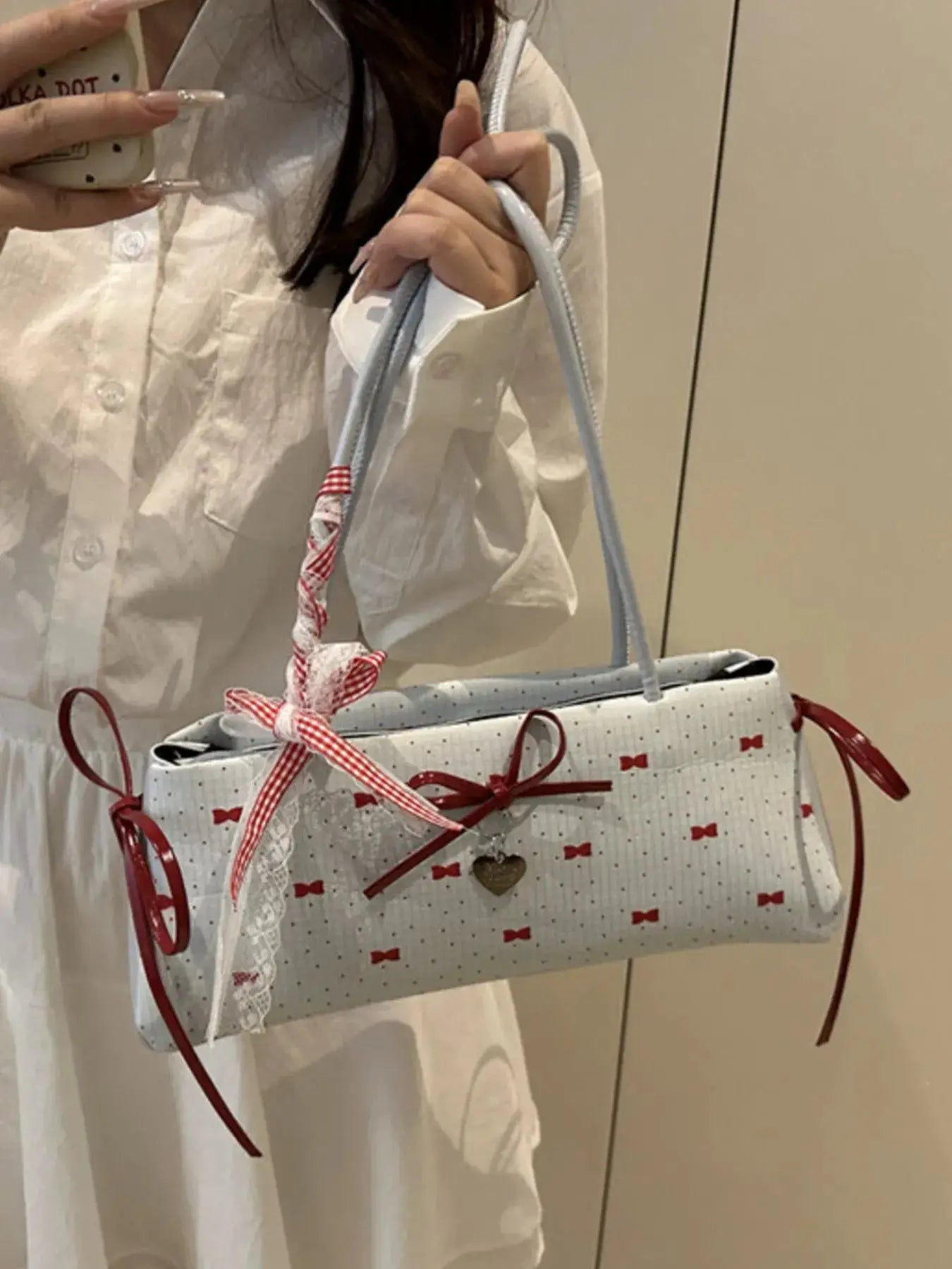 Bow Print Shoulder Bag by Trendsi