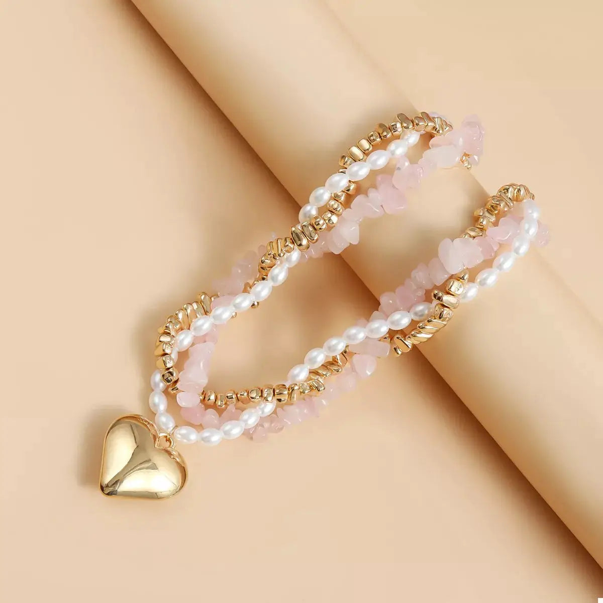 Three-Layered Heart Pendant Necklace by Trendsi