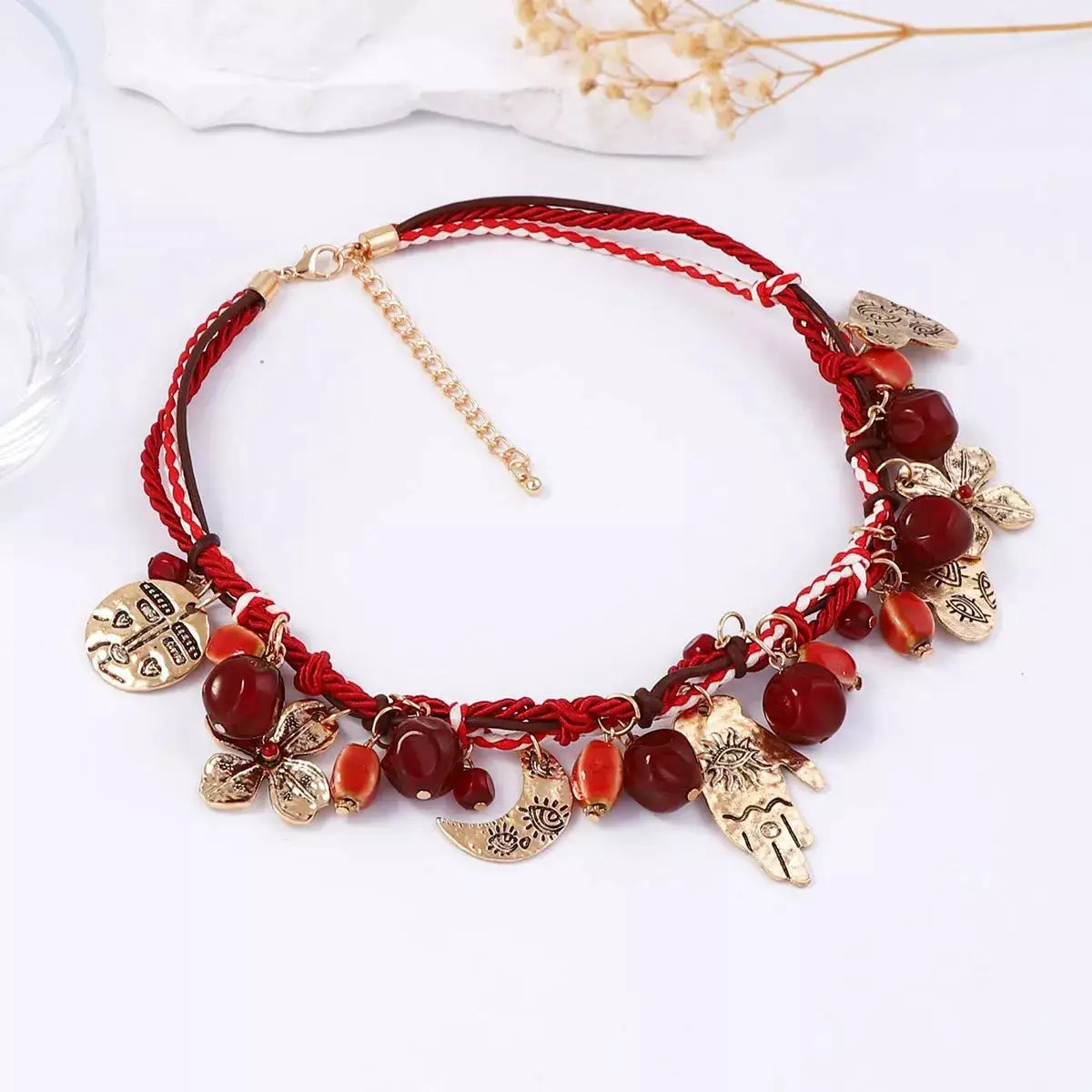 Zinc Alloy Bead Charm Necklace by Trendsi
