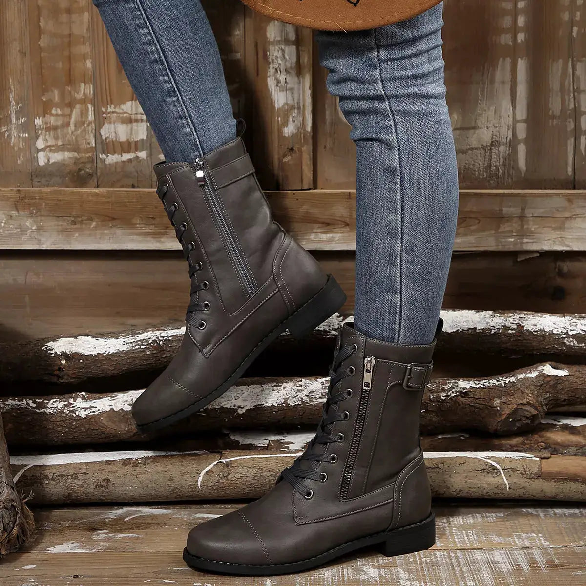 Round Toe Block Heels Boots by Trendsi