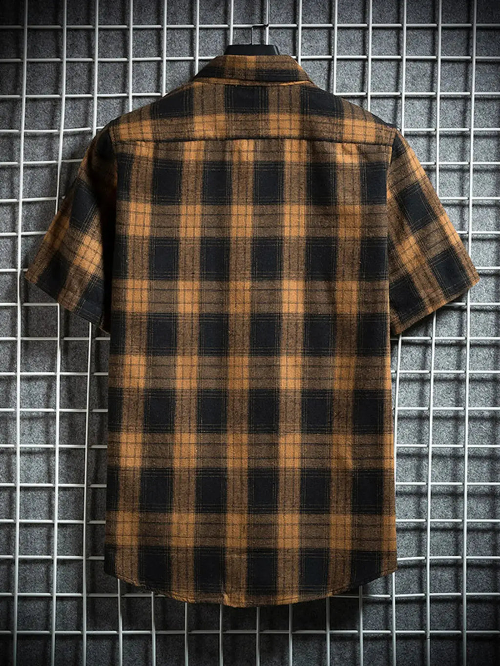 Men's Plus Size Plaid Button Up Short-Sleeve Shirt by Trendsi