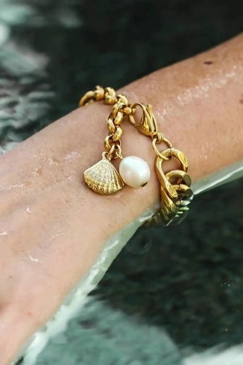 18K Gold-Plated Curb Chain Bracelet by Trendsi