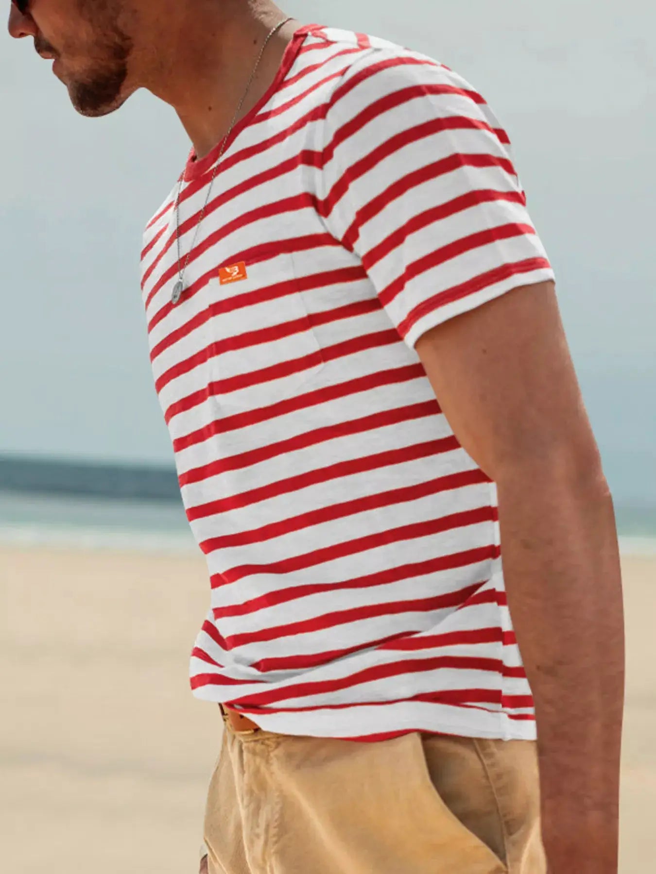 Men's Full Size Striped Pocket Short Sleeve T-Shirt Plus Size by Trendsi