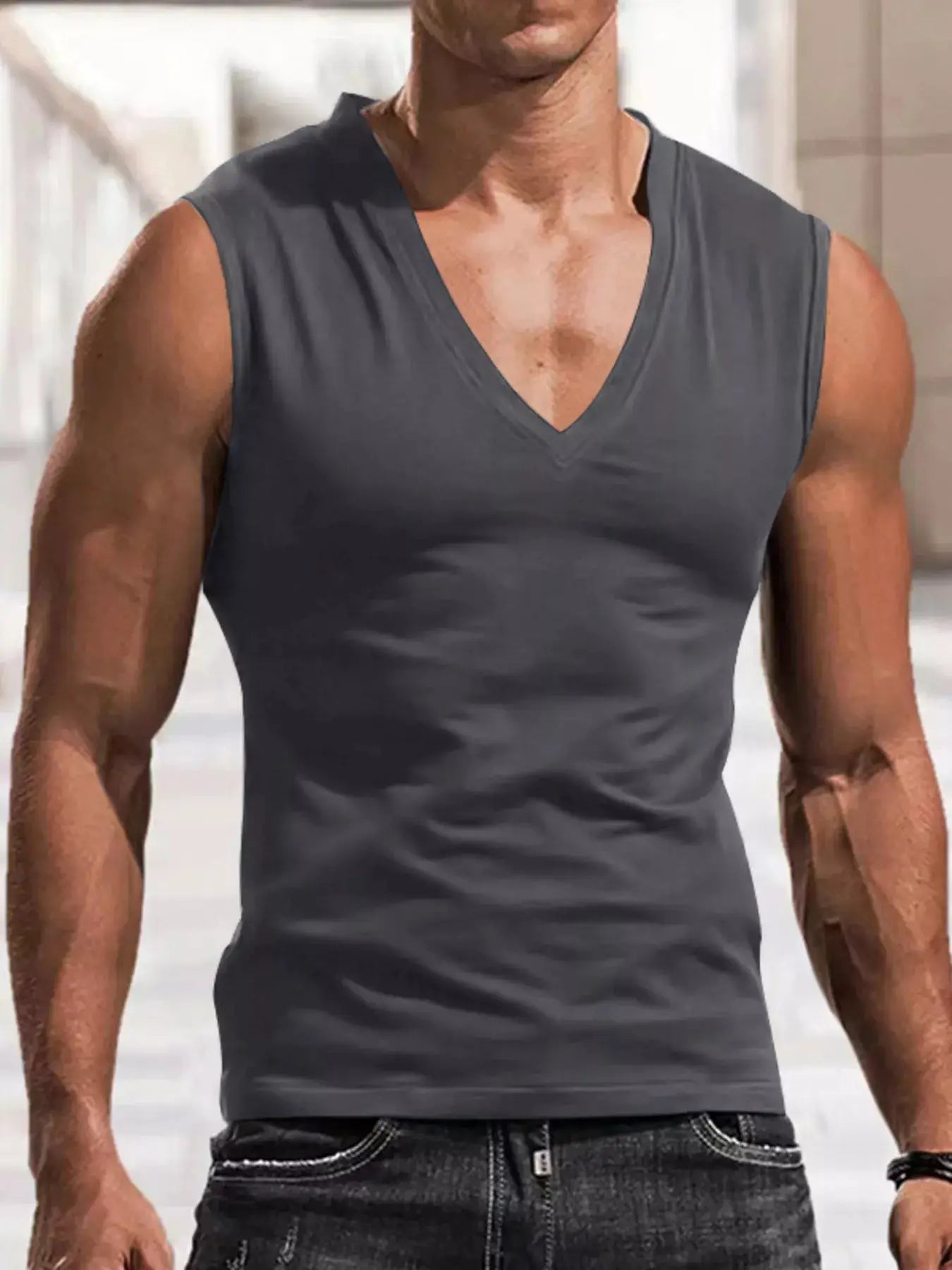 Men's Full Size V-Neck Tank Top Plus Size by Trendsi