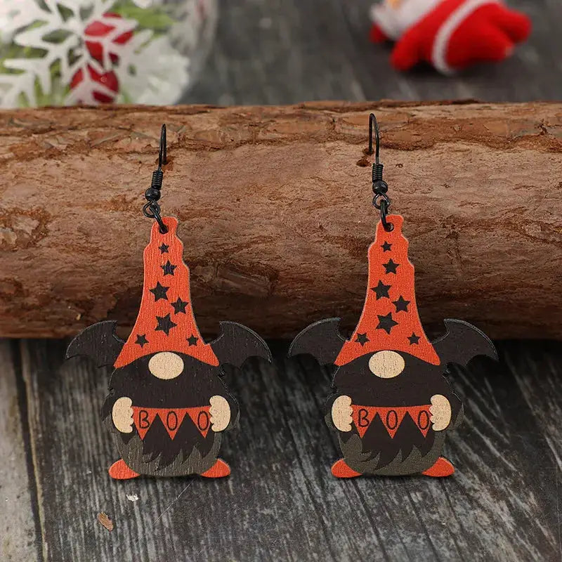 Wooden Point Hat Gnome Shape Earrings by Trendsi