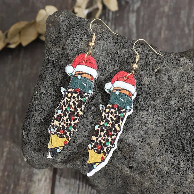 PU Leather Alloy Pencil Earrings by Trendsi