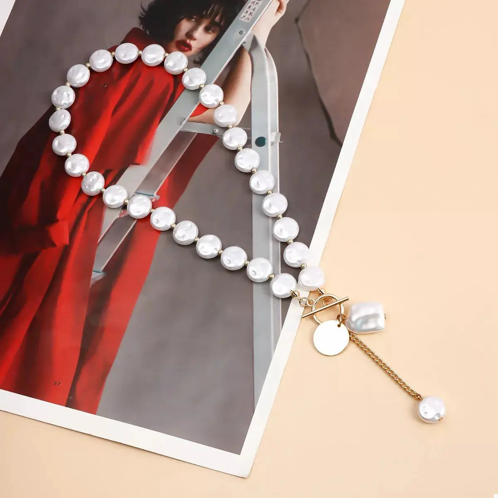 18K Gold-Plated Pearl Drop Necklace by Trendsi
