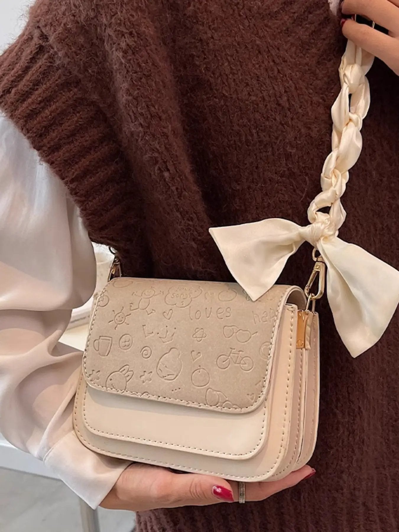 Color Block Flap Crossbody Bag by Trendsi