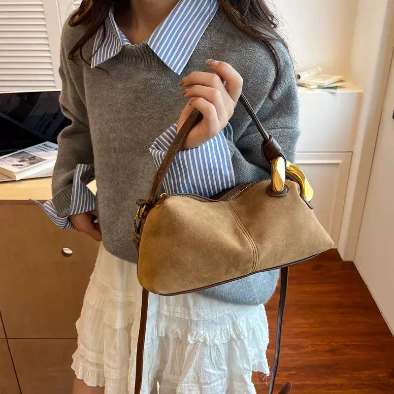 Suede Crossbody Bag with Gold Hardware by Trendsi