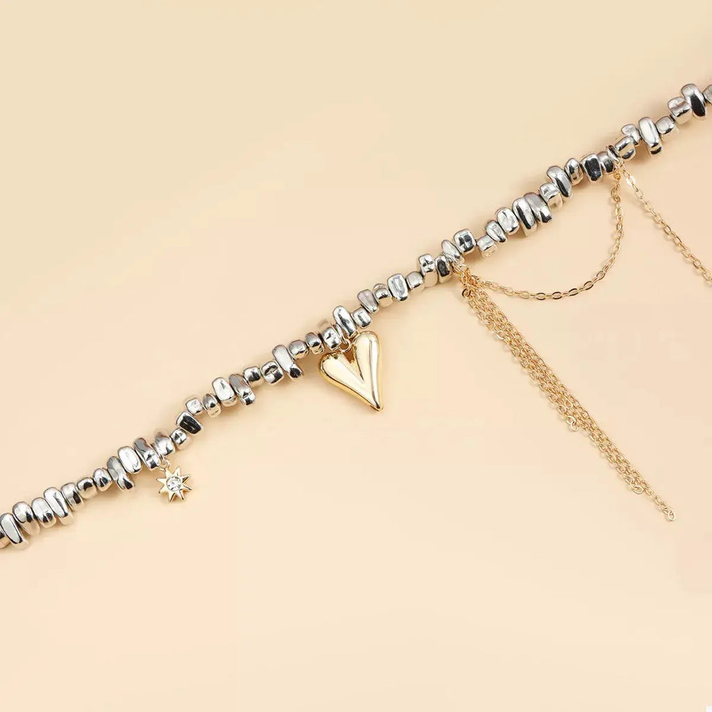 Silver-Plated Heart Necklace by Trendsi