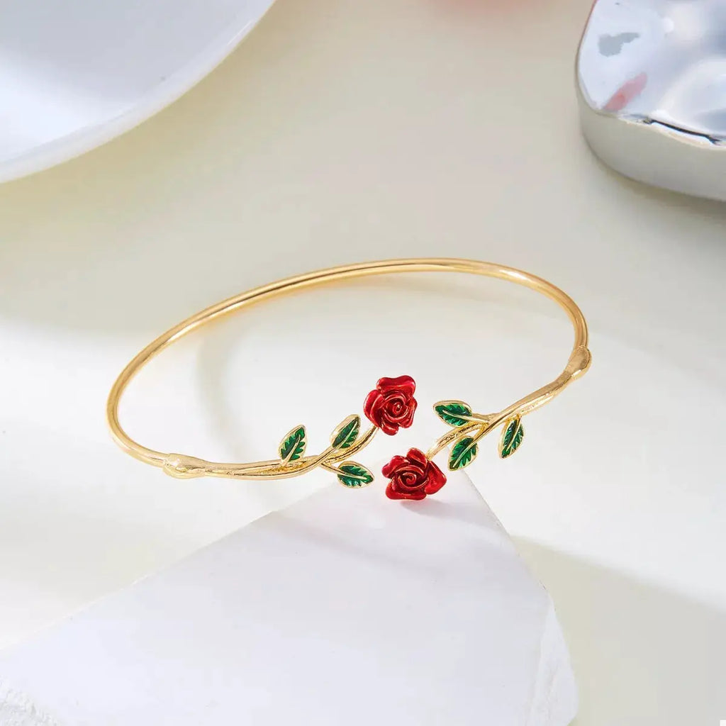 Rose Bypass Ring and Bracelet Jewelry Set by Trendsi
