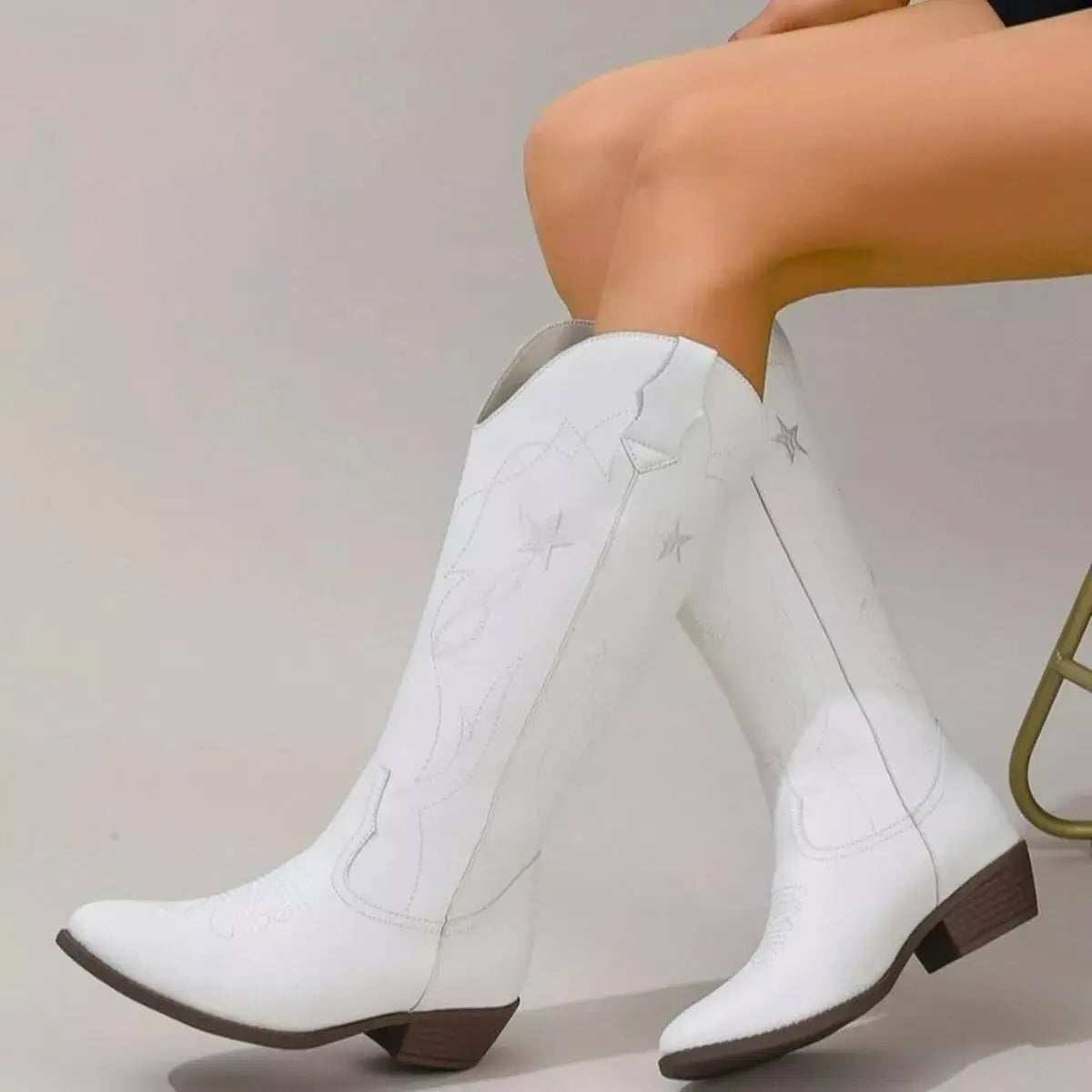Western Star Embroidered Cowboy Boots by Trendsi