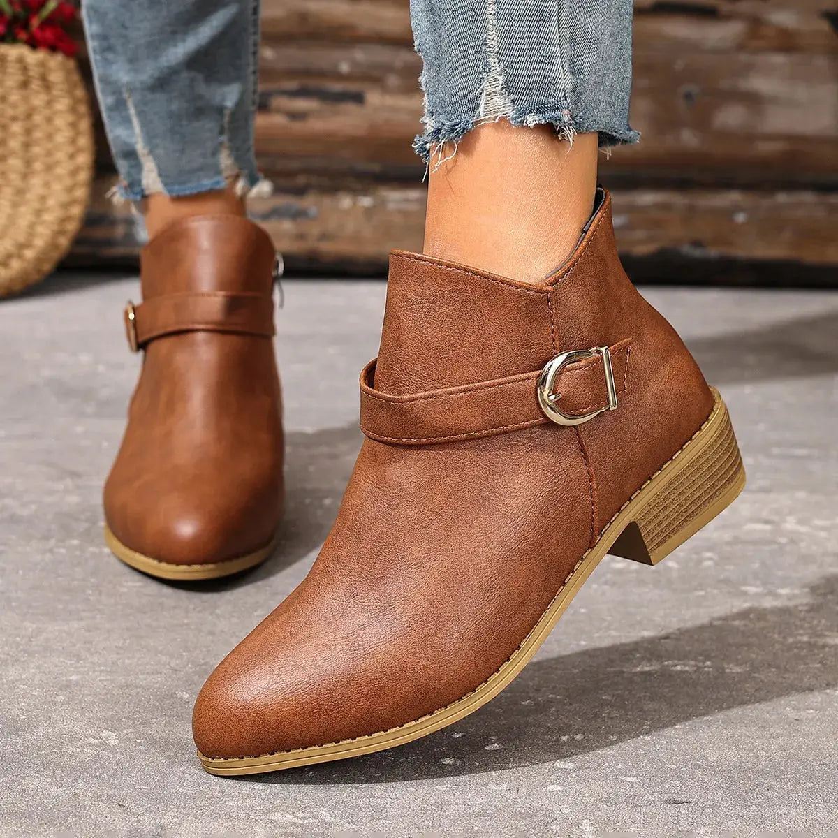 Point Toe Block Heels Boots by Trendsi