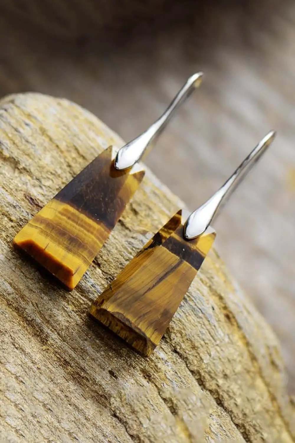 Handmade Geometrical Shape Natural Stone Dangle Earrings by Trendsi