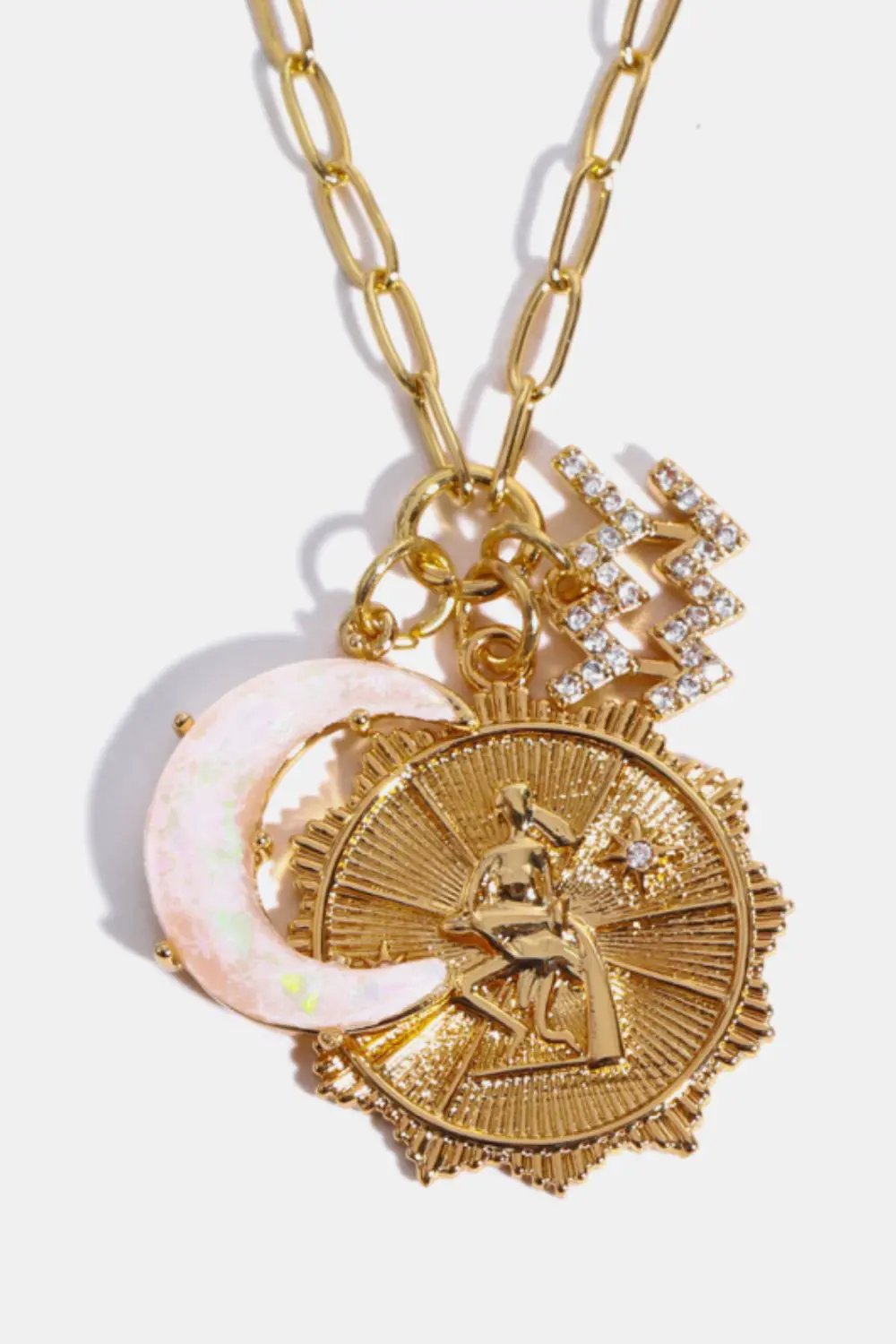 Constellation and Moon Pendant Copper Necklace by Trendsi