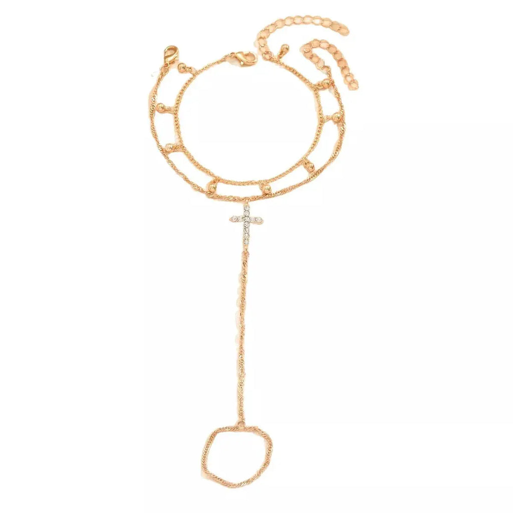 18K Gold-Plated Chain Cross Bracelet by Trendsi