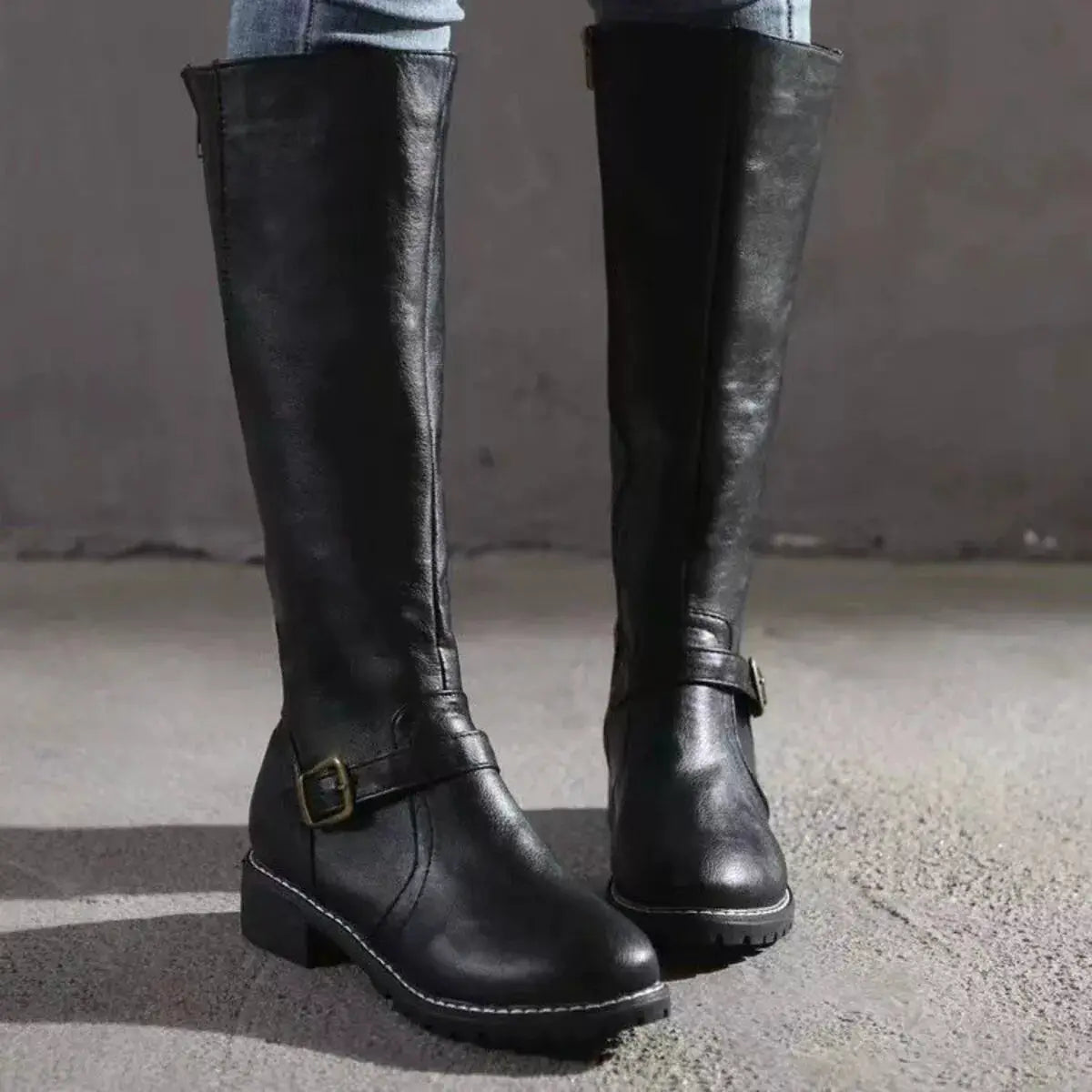 Round Toe Block Heels Boots by Trendsi