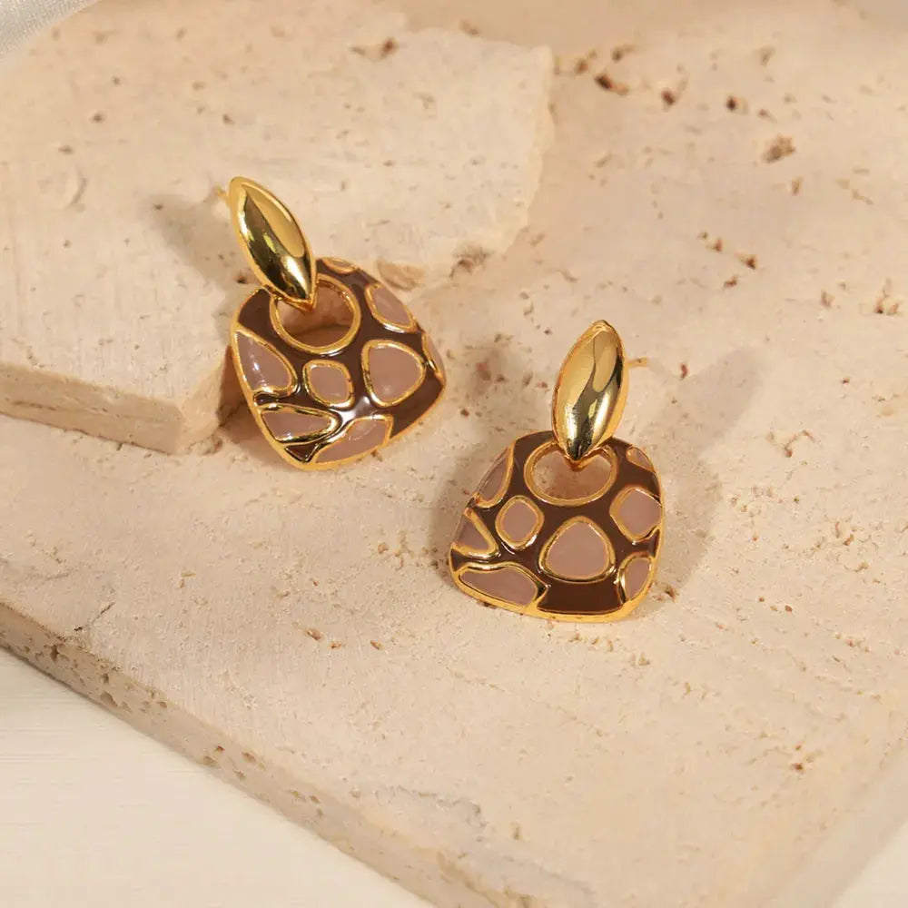 Copper Oil Drip Earrings by Trendsi