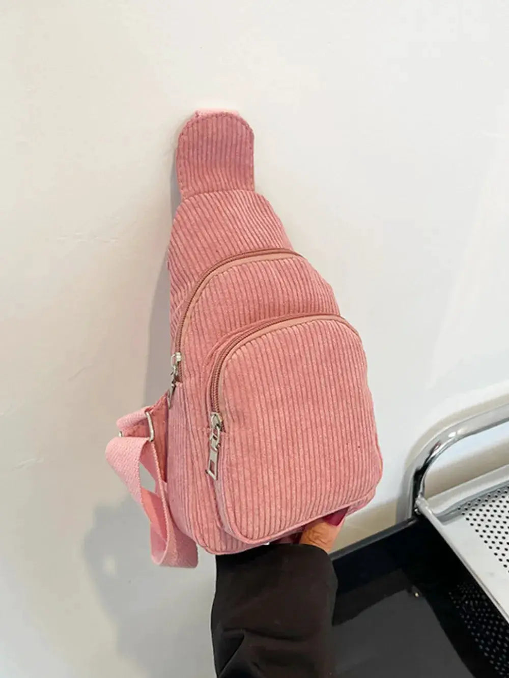 Corduroy Solid Color Crossbody Bag by Trendsi