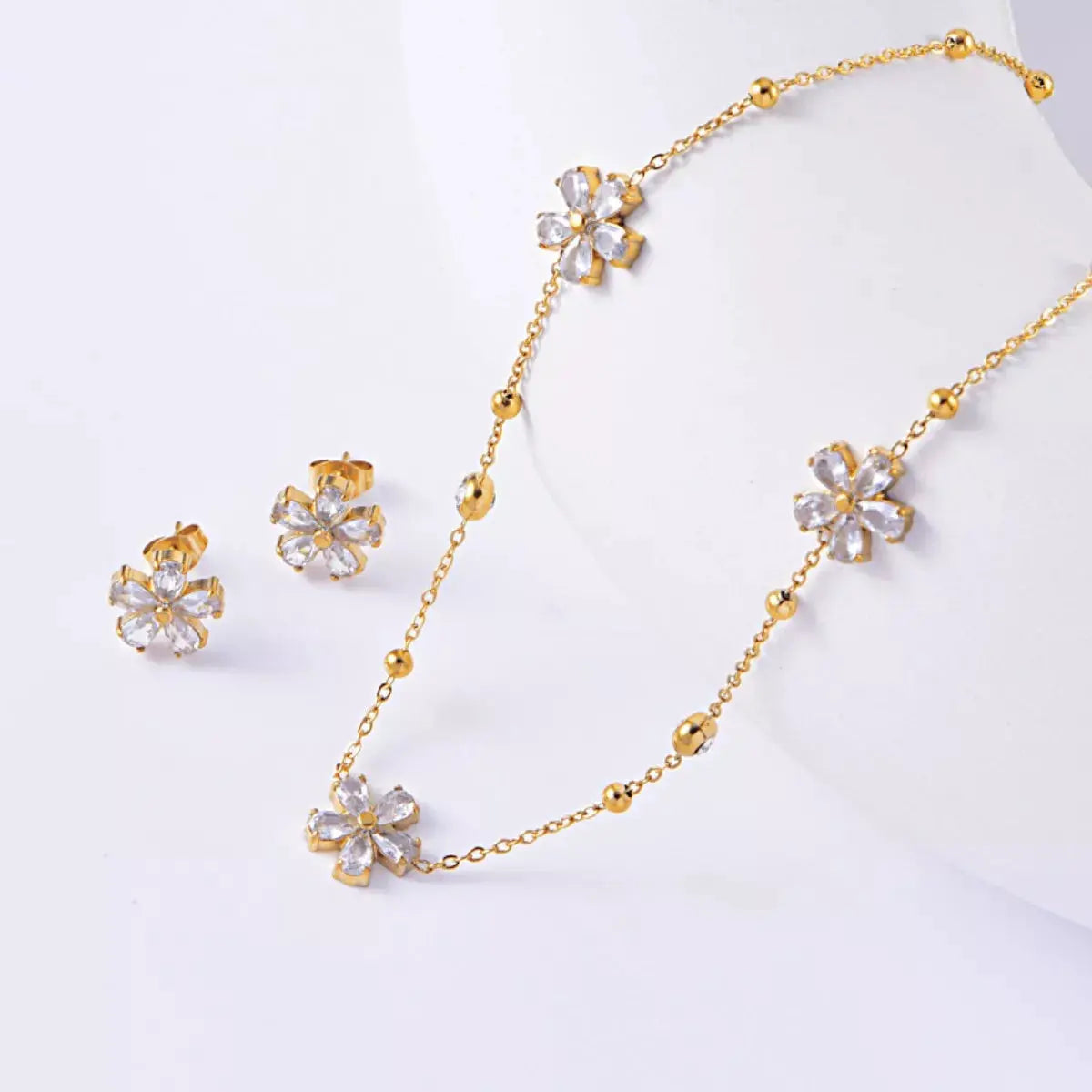 18K Gold-Plated Flower Jewelry Set by Trendsi