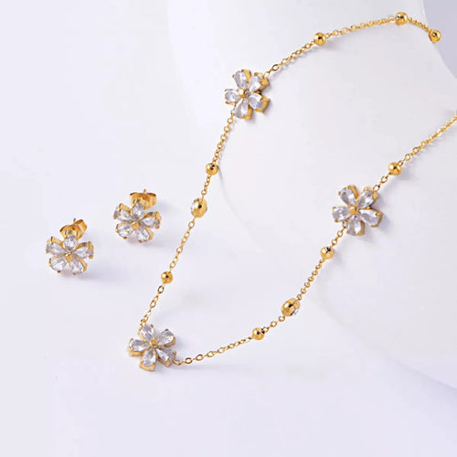 18K Gold-Plated Flower Jewelry Set by Trendsi