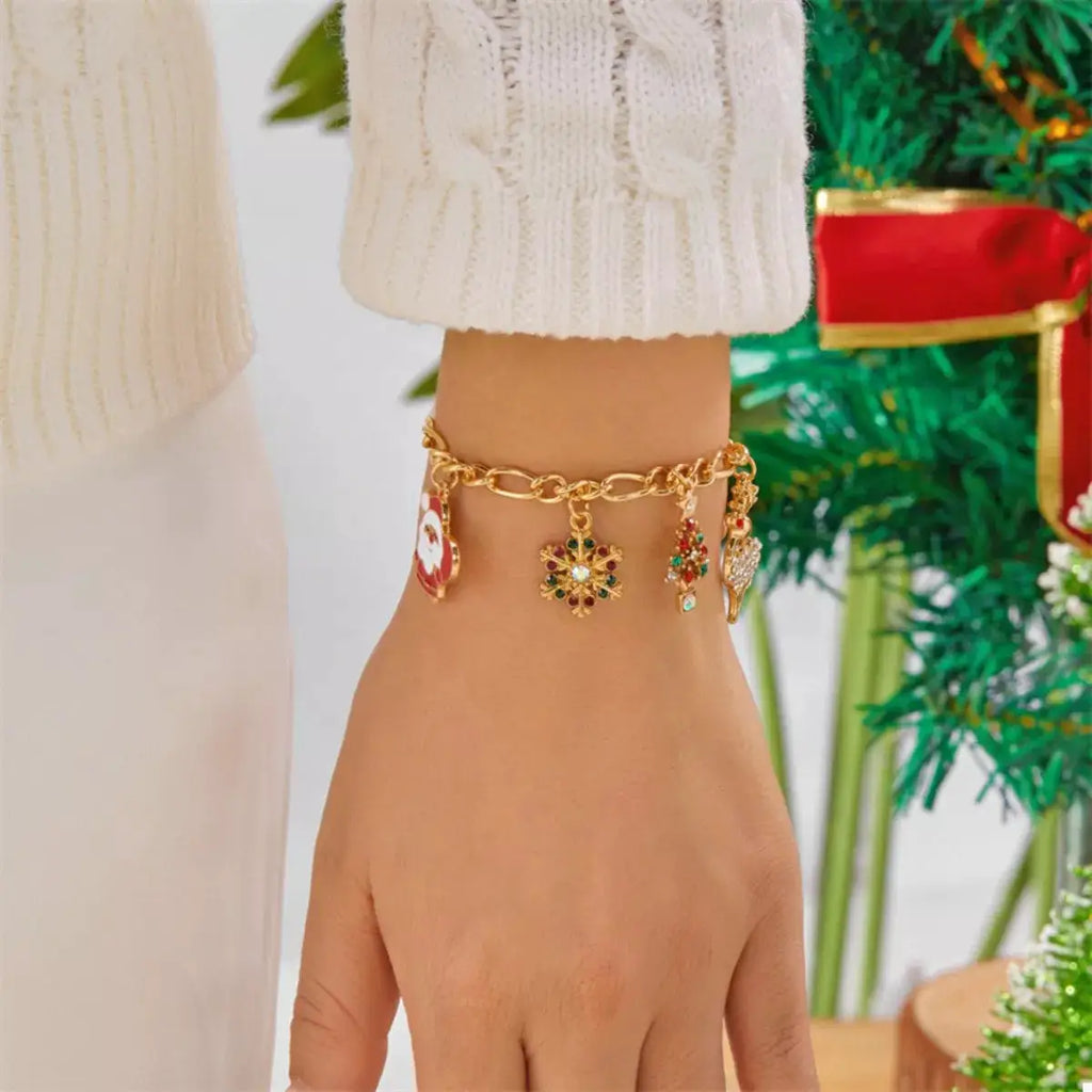Christmas 18K Gold-Plated Charm Bracelet by Trendsi