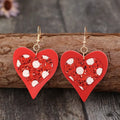 Sequin Heart Leather Drop Earrings by Trendsi