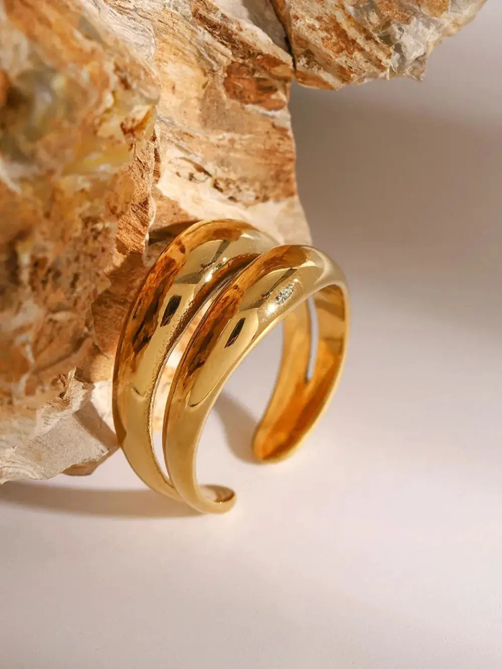 Stainless Steel Double-Layered Ring by Trendsi