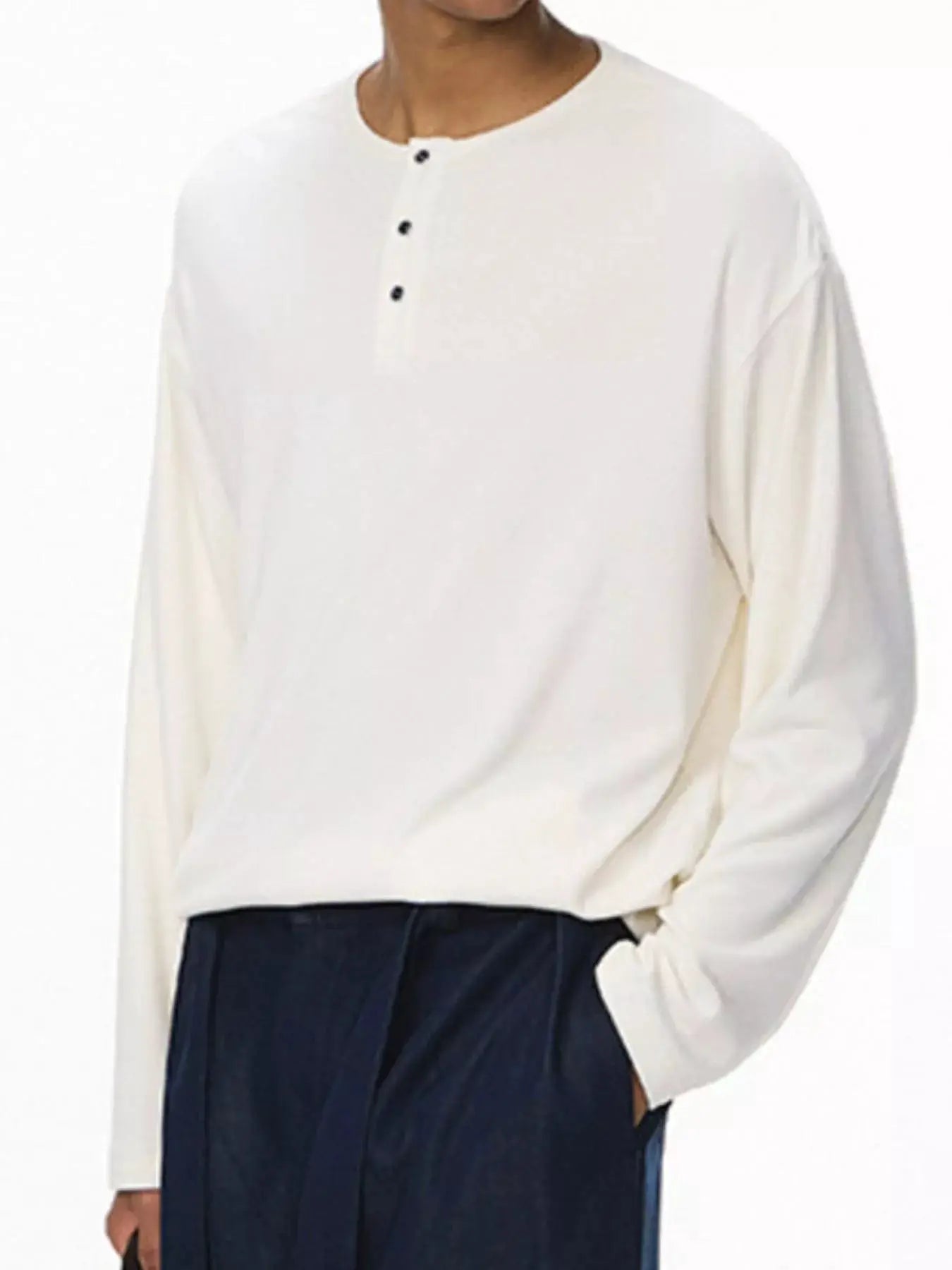 Men's Long Sleeve Henley T-Shirt by Trendsi
