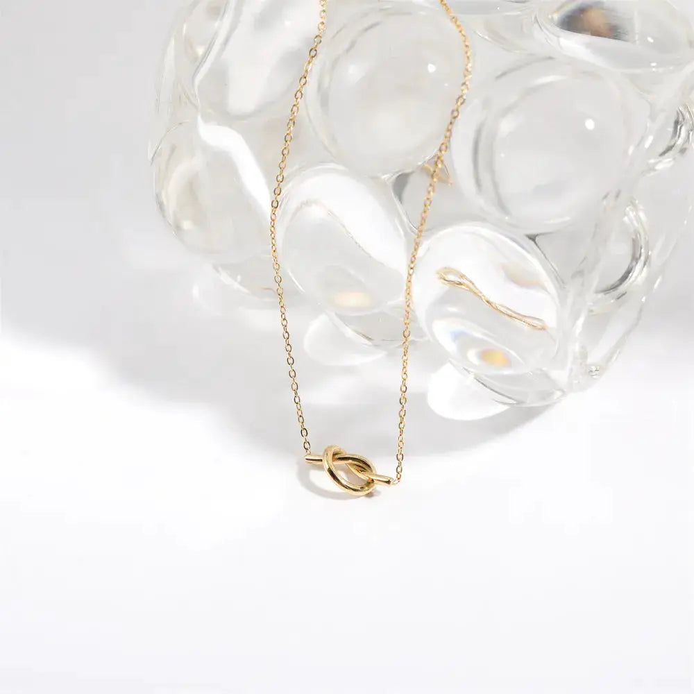 18K Gold-Plated Knotted Necklace by Trendsi
