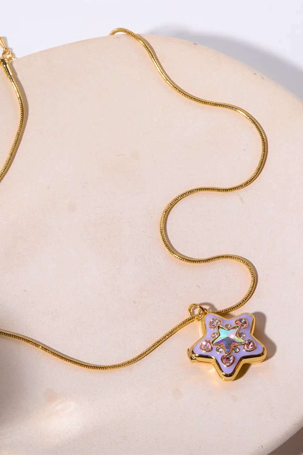 Rhinestone Decor Star Box Pendant Necklace by Trendsi