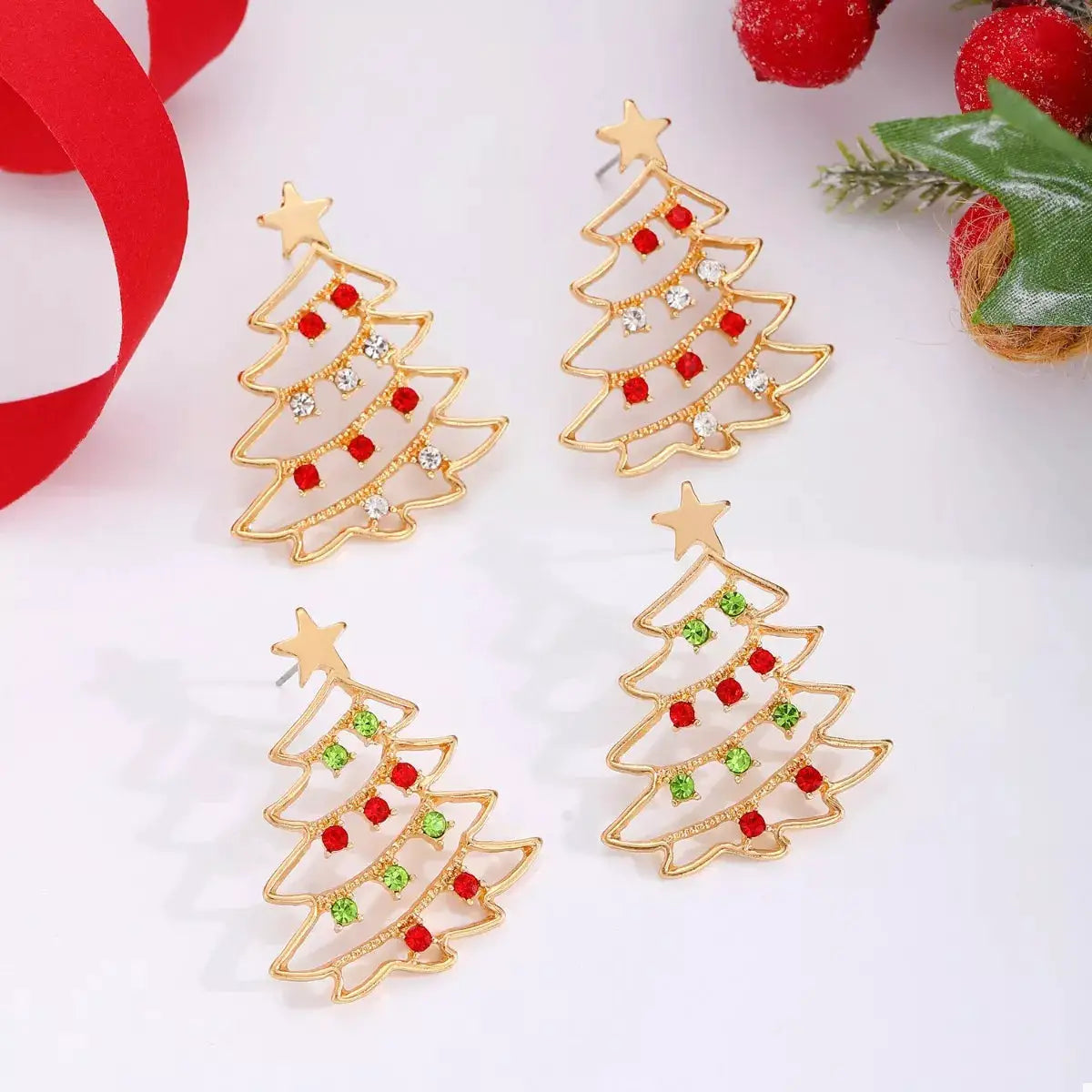 18K Gold-Plated Christmas Tree Earrings by Trendsi