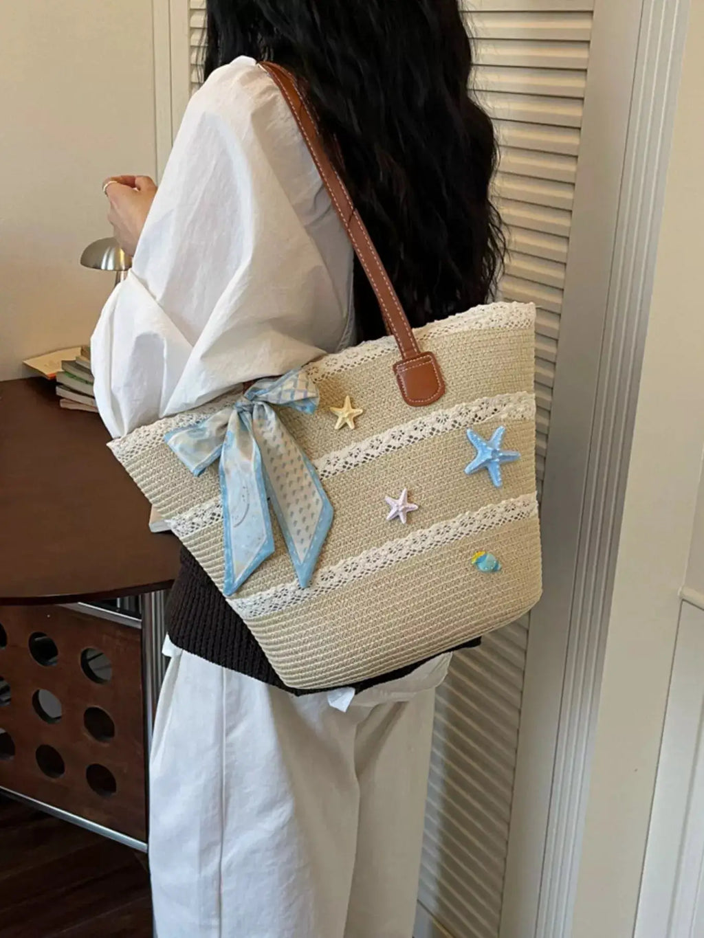 Straw Woven Shoulder Bag by Trendsi